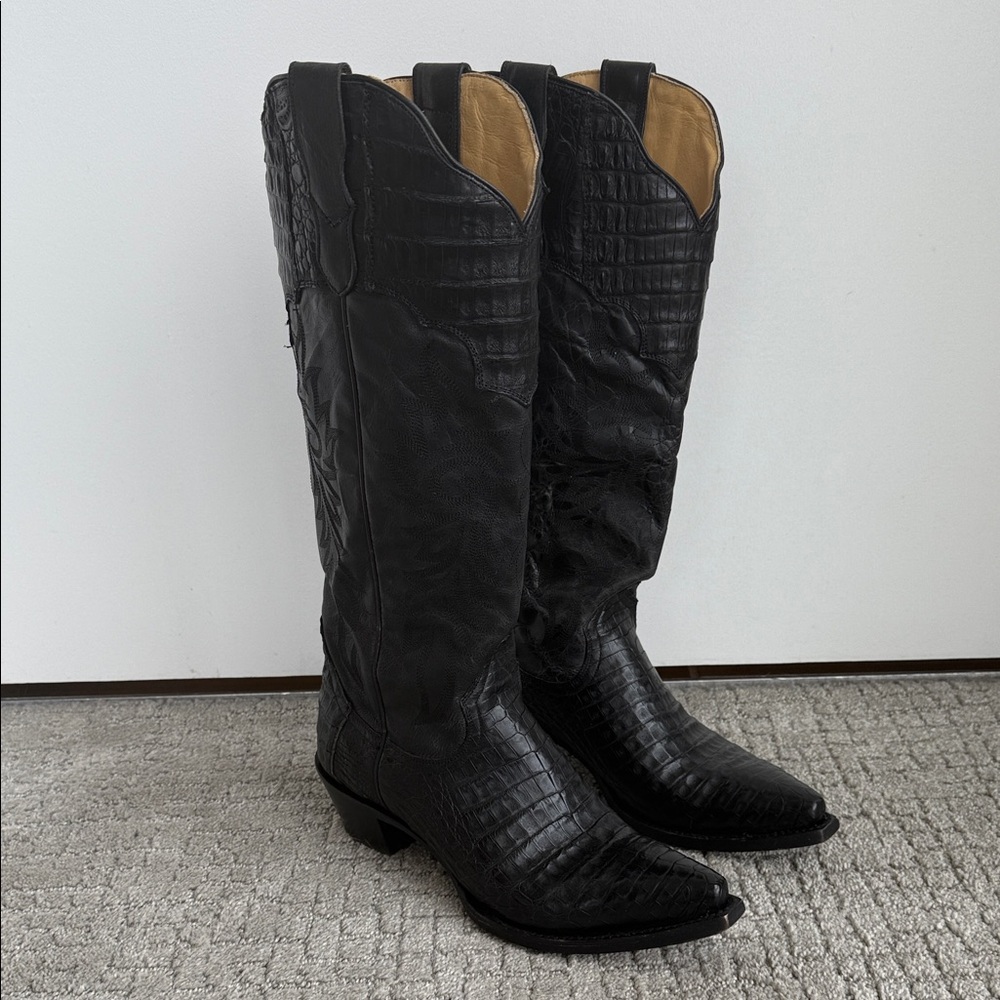 Stetson Caiman Crocodile Exotic Leather Cowboy Cowgirl Boot Black
